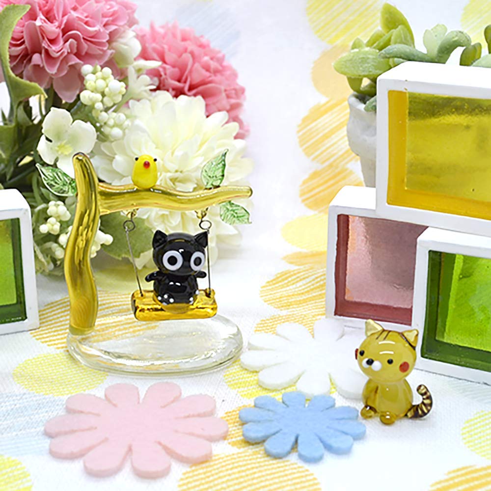 Amazon.co.jp: かわいい 手作り ガラス細工 ブランコ ネコ CYK1184